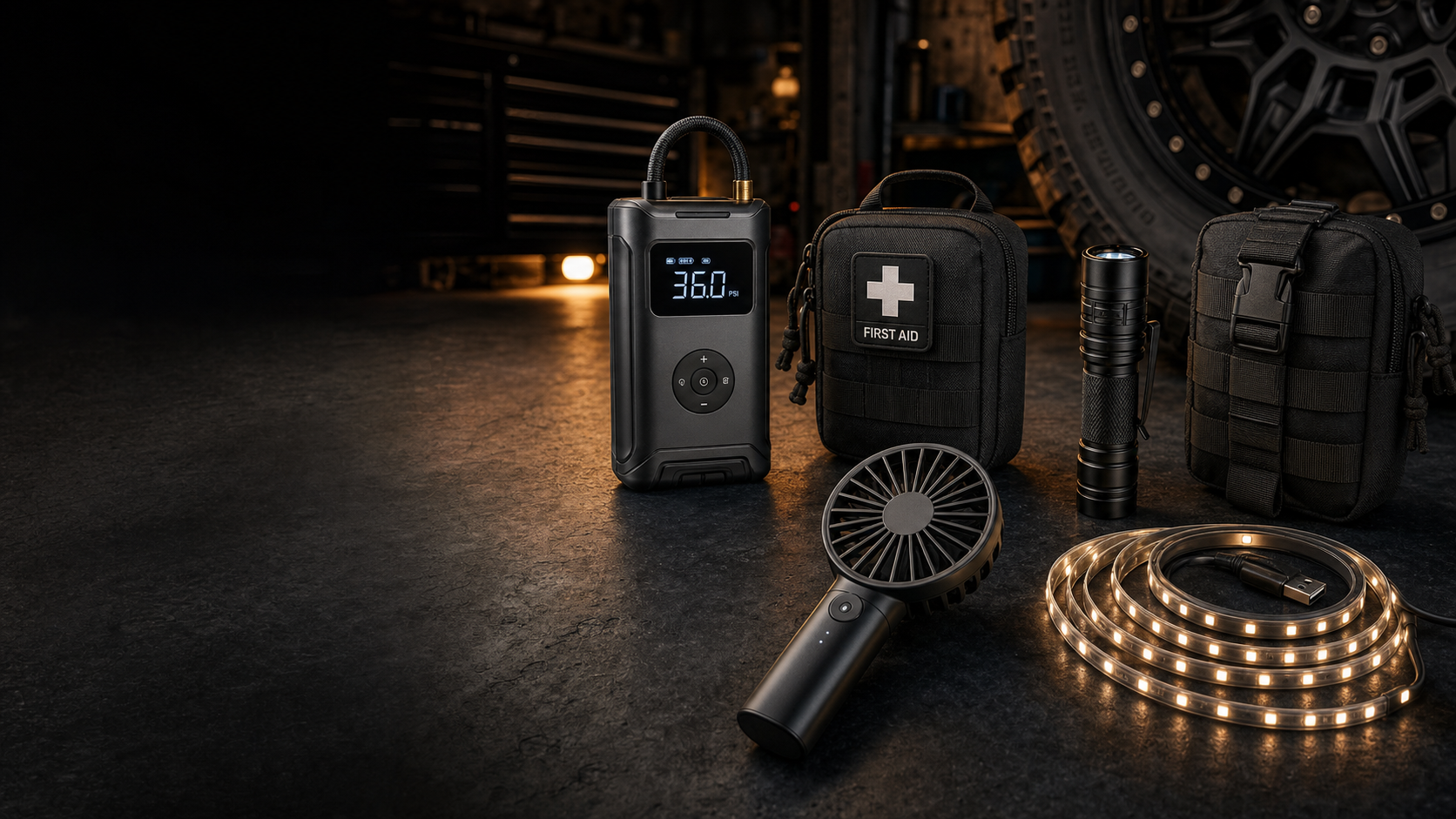 Build Your Vehicle Kit — vehicle and tactical gear flat lay