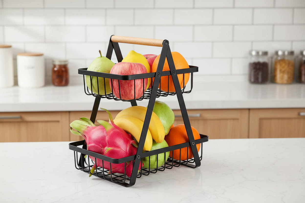 Nordic Sculptural Iron Fruit Basket — Modern Kitchen Centerpiece