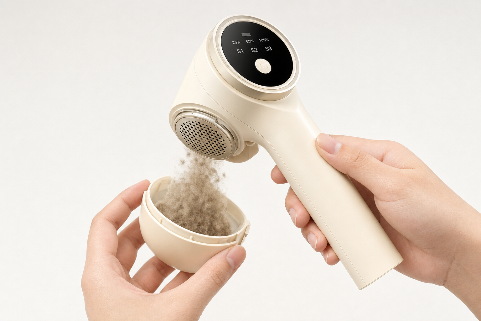 Emptying the lint collection chamber of the Fabric Reviver