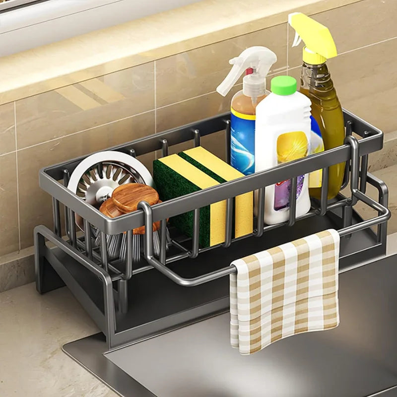 Signature countertop sink caddy sponge and soap holder in modern designer style